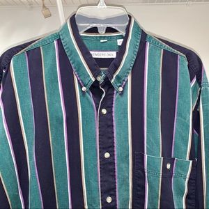 Vintage Members Only Long Sleeve Striped Shirt L